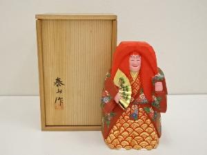 泰山造　一刀彫彩色猩々置物（共箱）